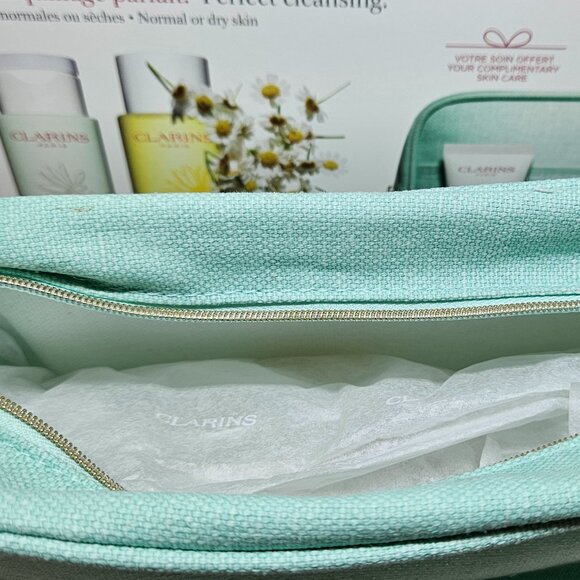 CLARINS Perfect Cleansing 3PC Set In Makeup Bag NIB - Picture 8 of 9